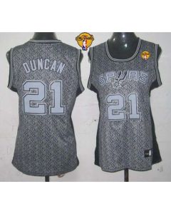 Spurs #21 Tim Duncan Grey With Finals Patch Women's Static Fashion Stitched NBA Jersey