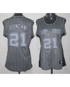 Spurs #21 Tim Duncan Grey Women's Static Fashion Stitched NBA Jersey
