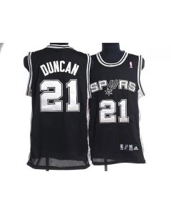Spurs #21 Tim Duncan Stitched Black NBA Jersey