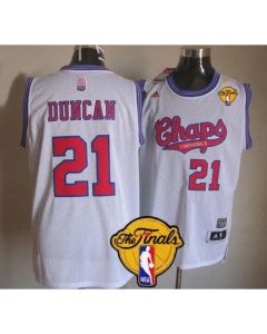 Spurs #21 Tim Duncan White ABA Hardwood Classic Finals Patch Stitched NBA Jersey