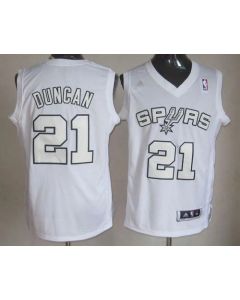 Spurs #21 Tim Duncan White Winter On-Court Stitched NBA Jersey