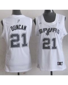 Spurs #21 Tim Duncan White Women's Fashion Stitched NBA Jersey