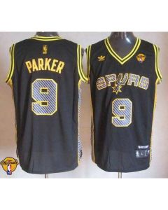 Spurs #9 Tony Parker Black Electricity Fashion Finals Patch Stitched NBA Jersey