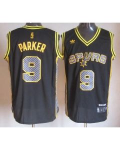 Spurs #9 Tony Parker Black Electricity Fashion Stitched NBA Jersey