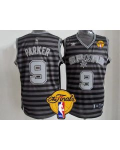 Spurs #9 Tony Parker Black/Grey Groove Finals Patch Stitched NBA Jersey
