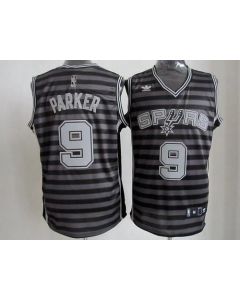 Spurs #9 Tony Parker Black/Grey Groove Stitched NBA Jersey
