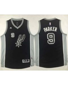 Spurs #9 Tony Parker Black New Road Stitched NBA Jersey