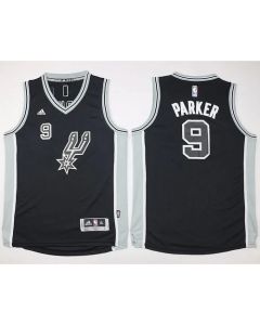 Spurs #9 Tony Parker Black New Road Youth Stitched NBA Jersey
