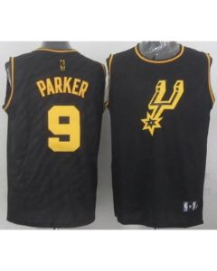 Spurs #9 Tony Parker Black Precious Metals Fashion Stitched NBA Jersey