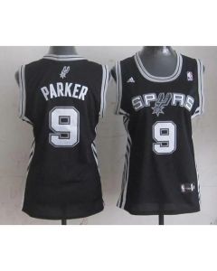 Spurs #9 Tony Parker Black Women's Road Stitched NBA Jersey