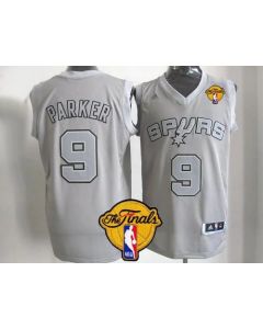 Spurs #9 Tony Parker Grey Big Color Fashion Finals Patch Stitched NBA Jersey