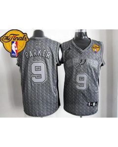 Spurs #9 Tony Parker Grey Static Fashion Finals Patch Stitched NBA Jersey