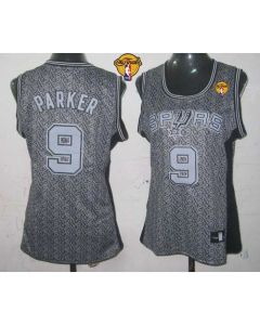 Spurs #9 Tony Parker Grey With Finals Patch Women's Static Fashion Stitched NBA Jersey
