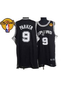 Spurs #9 Tony Parker Stitched Black Finals Patch NBA Jersey