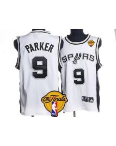 Spurs #9 Tony Parker Stitched White Finals Patch NBA Jersey