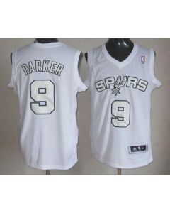 Spurs #9 Tony Parker White Winter On-Court Stitched NBA Jersey