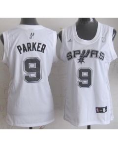 Spurs #9 Tony Parker White Women's Fashion Stitched NBA Jersey