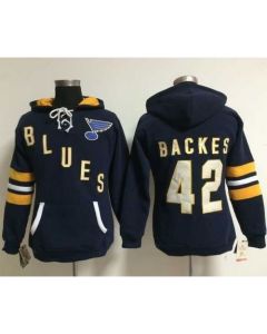 St. Louis Blues #42 David Backes Navy Blue Women's Old Time Heidi NHL Hoodie
