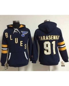 St. Louis Blues #91 Vladimir Tarasenko Navy Blue Women's Old Time Heidi NHL Hoodie