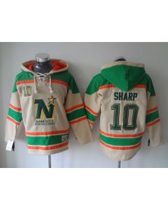 Stars #10 Patrick Sharp Cream Sawyer Hooded Sweatshirt Stitched NHL Jersey