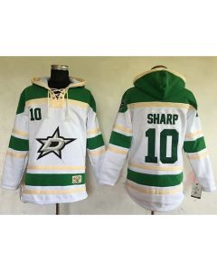 Stars #10 Patrick Sharp White Sawyer Hooded Sweatshirt Stitched NHL Jersey