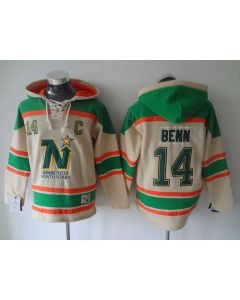Stars #14 Jamie Benn Cream Sawyer Hooded Sweatshirt Stitched NHL Jersey