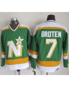 Stars #7 Neal Broten Stitched Green CCM Throwback NHL Jersey