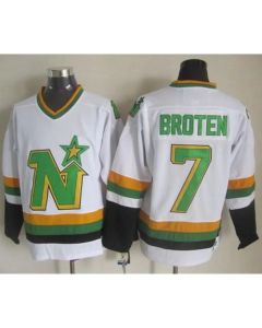 Stars #7 Neal Broten White CCM Throwback Stitched NHL Jersey