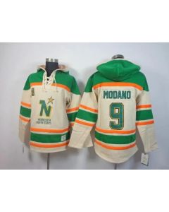 Stars #9 Mike Modano Cream Sawyer Hooded Sweatshirt Stitched NHL Jersey