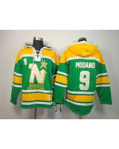 Stars #9 Mike Modano Green Sawyer Hooded Sweatshirt Stitched NHL Jersey