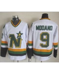 Stars #9 Mike Modano Stitched White CCM Throwback NHL Jersey
