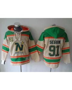 Stars #91 Tyler Seguin Cream Sawyer Hooded Sweatshirt Stitched NHL Jersey
