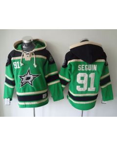 Stars #91 Tyler Seguin Green Sawyer Hooded Sweatshirt Stitched NHL Jersey