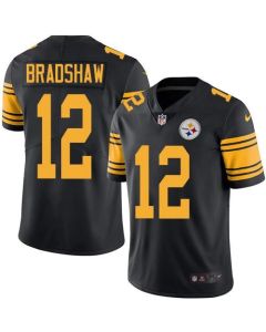 Steelers #12 Terry Bradshaw Black Men's Stitched NFL Limited Rush Jersey