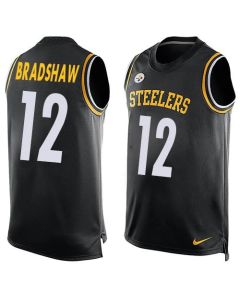 Steelers #12 Terry Bradshaw Black Team Color Men's Stitched NFL Limited Tank Top Jersey