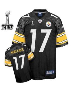 Steelers #17 Mike Wallace Black Super Bowl XLV Stitched Youth NFL Jersey