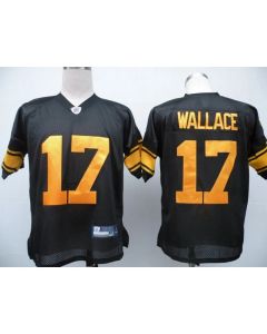 Steelers #17 Mike Wallace Black With Yellow Number Stitched Youth NFL Jersey