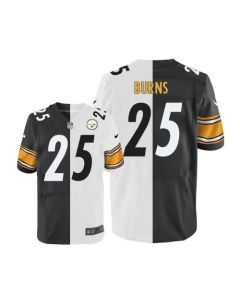 Steelers #25 Artie Burns White/Black Men's Stitched NFL Elite Split Jersey