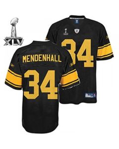 Steelers #34 Rashard Mendenhall Black With Yellow Number Super Bowl XLV Stitched Youth NFL Jersey