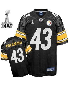 Steelers #43 Troy Polamalu Black Super Bowl XLV Stitched Youth NFL Jersey