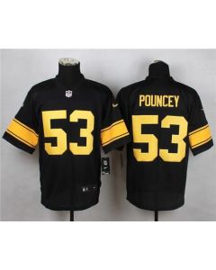 Steelers #53 Maurkice Pouncey Black(Gold No.) Men's Stitched NFL Elite Jersey