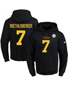 Steelers #7 Ben Roethlisberger Black(Gold No.) Name & Number Pullover NFL Hoodie