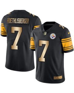 Steelers #7 Ben Roethlisberger Black Men's Stitched NFL Limited Gold Rush Jersey