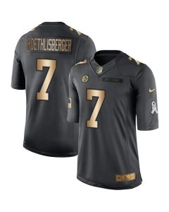 Steelers #7 Ben Roethlisberger Black Men's Stitched NFL Limited Gold Salute To Service Jersey