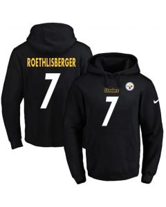 Steelers #7 Ben Roethlisberger Black Name & Number Pullover NFL Hoodie