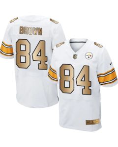 Steelers #84 Antonio Brown White Men's Stitched NFL Elite Gold Jersey