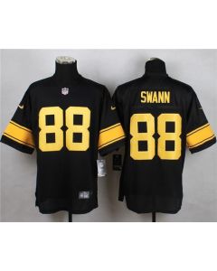 Steelers #88 Lynn Swann Black(Gold No.) Men's Stitched NFL Elite Jersey