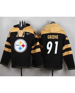 Steelers #91 Kevin Greene Black Player Pullover NFL Hoodie