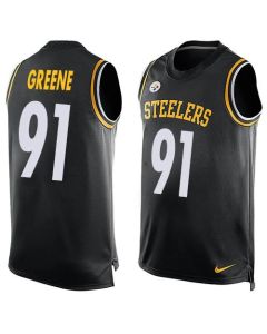 Steelers #91 Kevin Greene Black Team Color Men's Stitched NFL Limited Tank Top Jersey