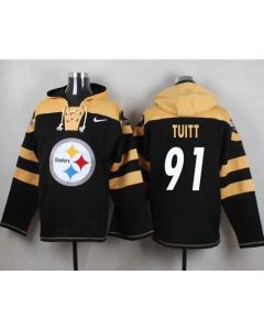Steelers #91 Stephon Tuitt Black Player Pullover NFL Hoodie